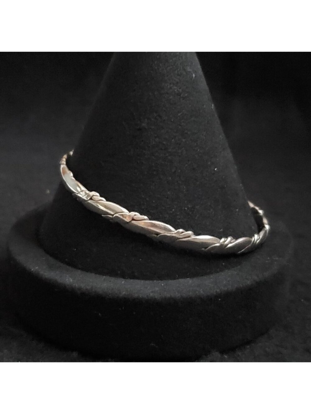 Vintage Bangle Bracelet Silver Tone Braided Twisted 8"
